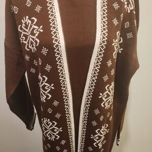 Brown and White Patterned Women's Sweater Dress
